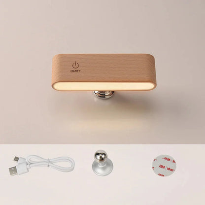 LED Wooden  Rotatable Magnetic Lamp